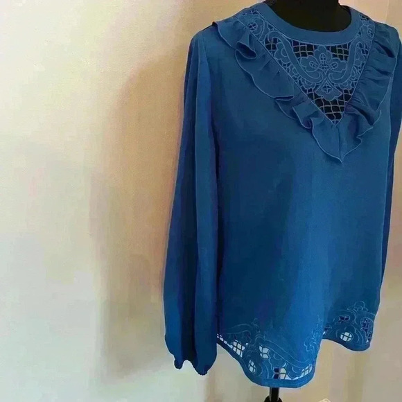 Halogen Long Sleeve Blouse in Blue Women’s  XS - Picture 3 of 6